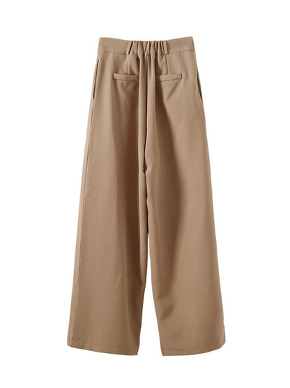 xakxx Casual Wide Leg Loose Solid Color Pants Bottoms