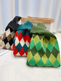 xakxx Urban Rhombic Contrast Color Bags Accessories Handbags
