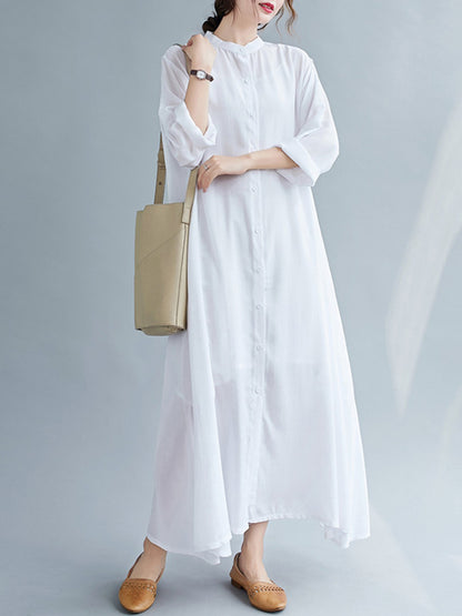 xakxx Original Solid Round-Neck Shirts Dress