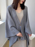 xakxx Loose Raglan Sleeve V-Neck Cardigan Tops Shawl