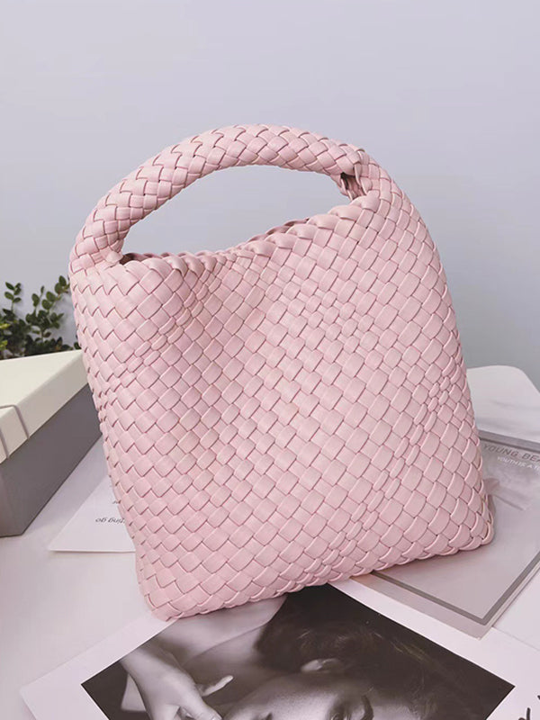 xakxx Solid Color Woven Bags Handbags