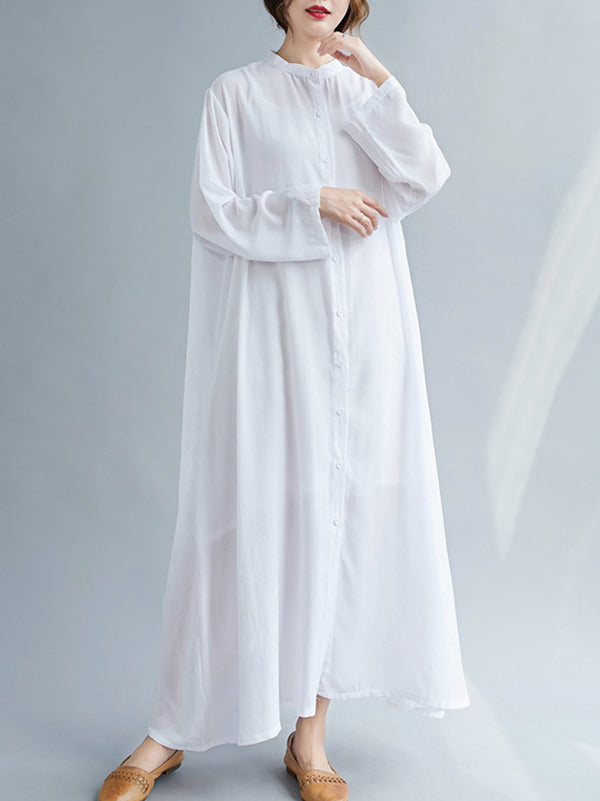 xakxx Original Solid Round-Neck Shirts Dress