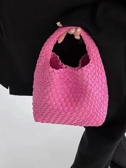 xakxx Solid Color Woven Bags Handbags