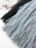 xakxx Solid Color Irregular Tiered Gauze Skirt