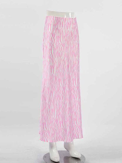 xakxx Mermaid Contrast Color Zebra-Stripe Skirts Bottoms