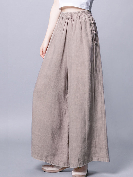 xakxx Vintage Loose 3 Colors Ramie Cotton Wide Leg Pants