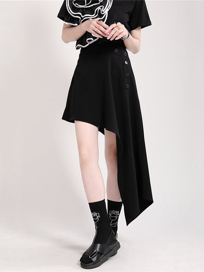 xakxx Stylish Irregular Split-Joint Black Skirt