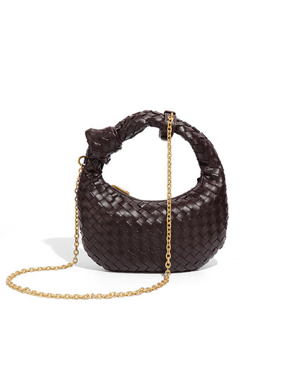 xakxx Chains Knot Solid Color Woven Zipper Crossbody Bags