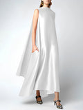 xakxx Loose Sleeveless Solid Color Round-Neck Maxi Dresses