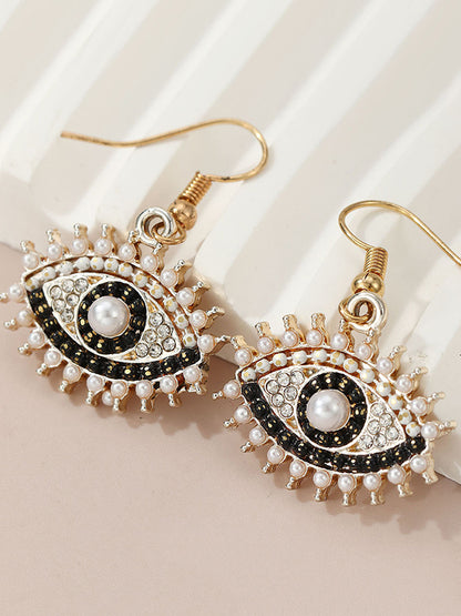 xakxx Contrast Color Eye Shape Drop Earrings Earrings Accessories