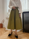 xakxx Simple A-Line High Waisted Solid Color Skirts Bottoms