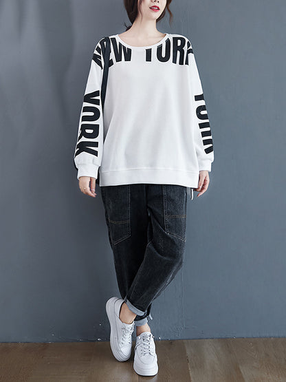 xakxx Stylish Letter Print Round-Neck Sweatshirt