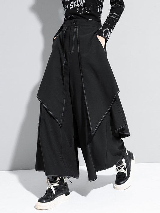 xakxx Loose False-Two Split-Joint Wide-Leg Pants