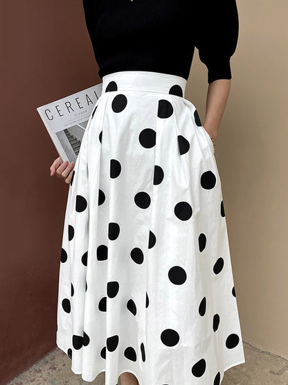 xakxx Loose Polka-Dot Skirts Bottoms