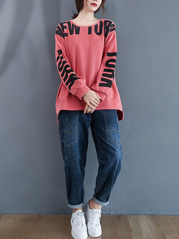 xakxx Stylish Letter Print Round-Neck Sweatshirt