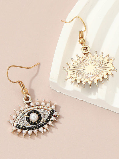 xakxx Contrast Color Eye Shape Drop Earrings Earrings Accessories