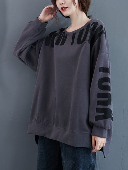 xakxx Stylish Letter Print Round-Neck Sweatshirt