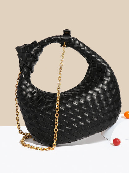 xakxx Chains Knot Solid Color Woven Zipper Crossbody Bags