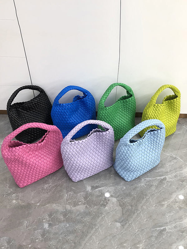 xakxx Solid Color Woven Bags Handbags