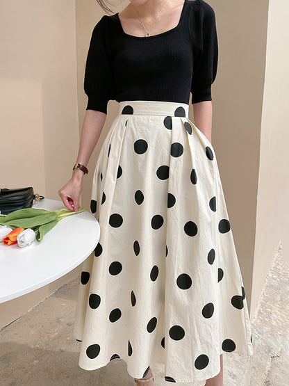 xakxx Loose Polka-Dot Skirts Bottoms