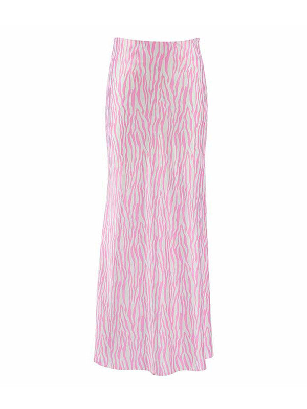 xakxx Mermaid Contrast Color Zebra-Stripe Skirts Bottoms