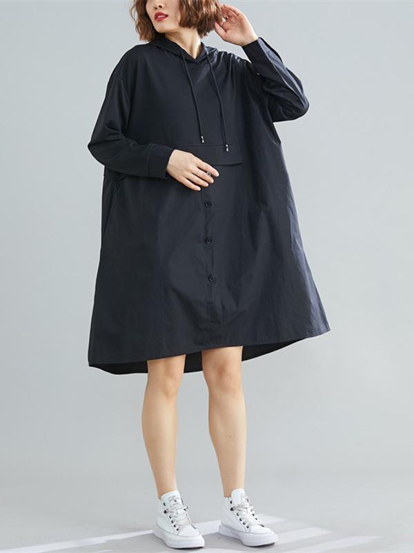 xakxx Loose Splicing Asymmetrical Hoodie Dress