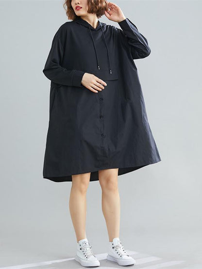 xakxx Loose Splicing Asymmetrical Hoodie Dress