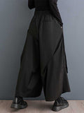 xakxx High Waisted Loose Elasticity Pleated Pockets Solid Color Pants Trousers