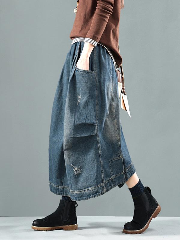 xakxx Split-joint Denim Skirt Bottom