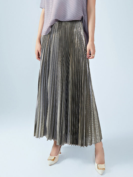 xakxx Loose Metallic Pleated Skirts Bottoms