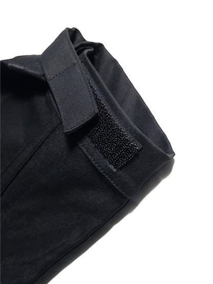 xakxx Original Black Pocket Zipper Split-Joint Overalls Pants