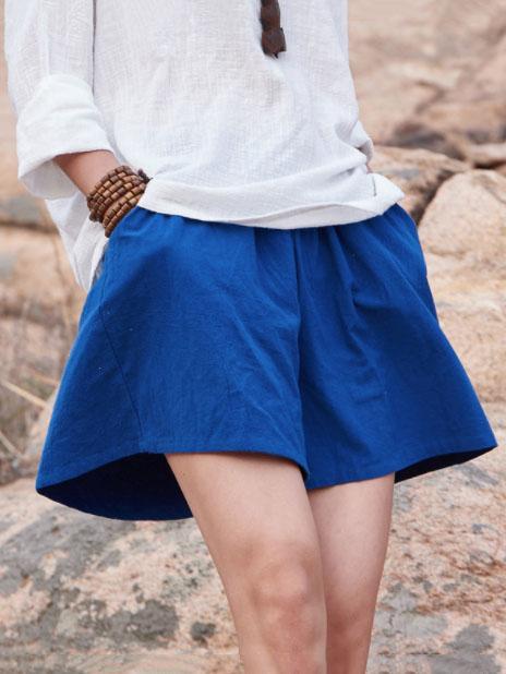 xakxx Comfortable Pure Color Linen Cotton Shorts