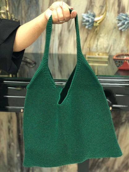 xakxx Solid Color Bags Woven Handbag