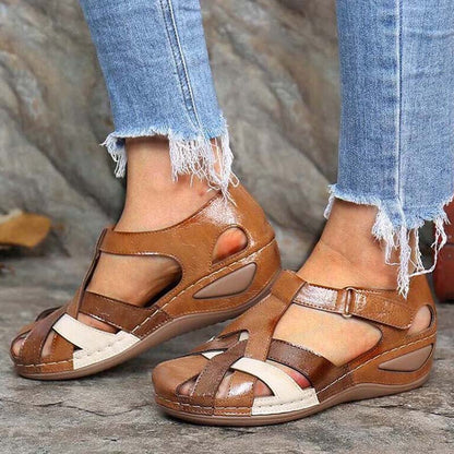 Women's Sandals Wedge Buckle Strap Sandals Female Retro Casual Sewing Women Shoes Flats Platform Retro Sandalias Plus Size