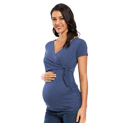 Women's Maternity Clothes Breastfeeding Pregnancy Shirts Long Sleeve V-Neck Comformation Cute Maternity Tops for pregnant women