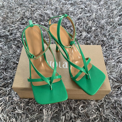 xakxx  Ankle Strap Women Sandals Summer Fashion Brand Thin High Heels Gladiator Sandal Shoes Narrow Band Party Dress Pump Shoes