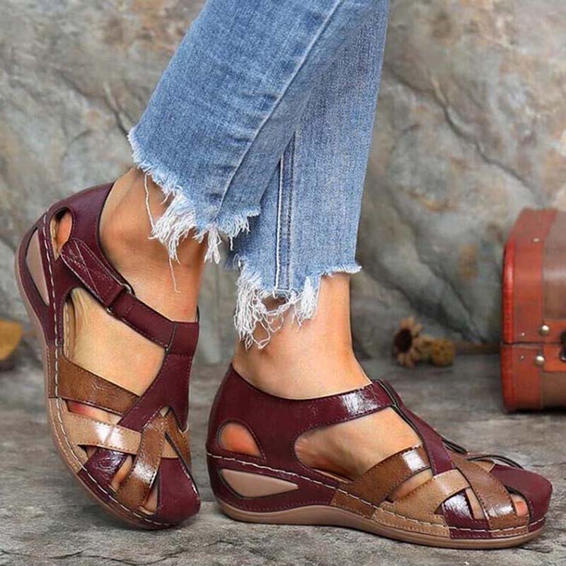 Women's Sandals Wedge Buckle Strap Sandals Female Retro Casual Sewing Women Shoes Flats Platform Retro Sandalias Plus Size