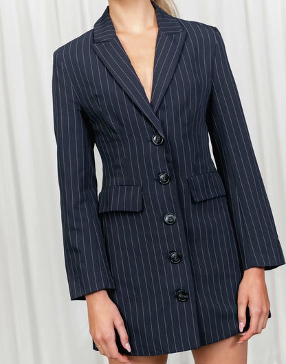 xakxx New Autumn Winter Vintage Striped Double Breasted Formal Women Blazer Long Sleeve Turn Down Collar Female Jacket