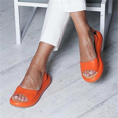 xakxx Women Sandals  Summer Women Flat Fish Mouth Sandals Thick Bottom SOft Sole Casual Shoes Ladies Platform Sandals Plus Size 43