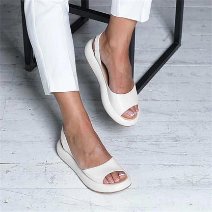 xakxx Women Sandals  Summer Women Flat Fish Mouth Sandals Thick Bottom SOft Sole Casual Shoes Ladies Platform Sandals Plus Size 43