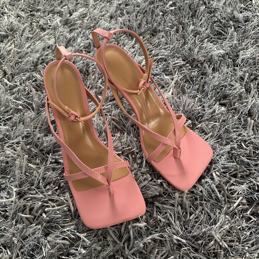 xakxx  Ankle Strap Women Sandals Summer Fashion Brand Thin High Heels Gladiator Sandal Shoes Narrow Band Party Dress Pump Shoes