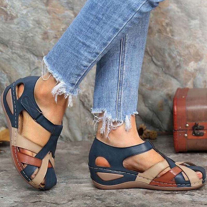 Women's Sandals Wedge Buckle Strap Sandals Female Retro Casual Sewing Women Shoes Flats Platform Retro Sandalias Plus Size