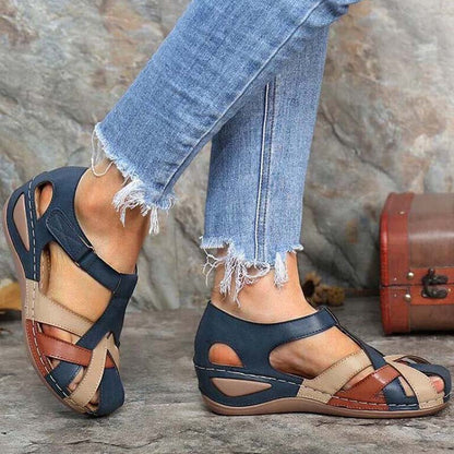 Women's Sandals Wedge Buckle Strap Sandals Female Retro Casual Sewing Women Shoes Flats Platform Retro Sandalias Plus Size