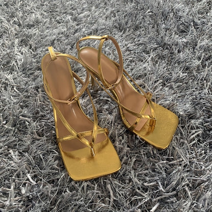 xakxx  Ankle Strap Women Sandals Summer Fashion Brand Thin High Heels Gladiator Sandal Shoes Narrow Band Party Dress Pump Shoes