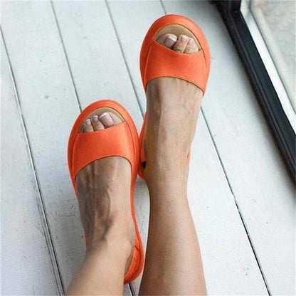 xakxx Women Sandals  Summer Women Flat Fish Mouth Sandals Thick Bottom SOft Sole Casual Shoes Ladies Platform Sandals Plus Size 43