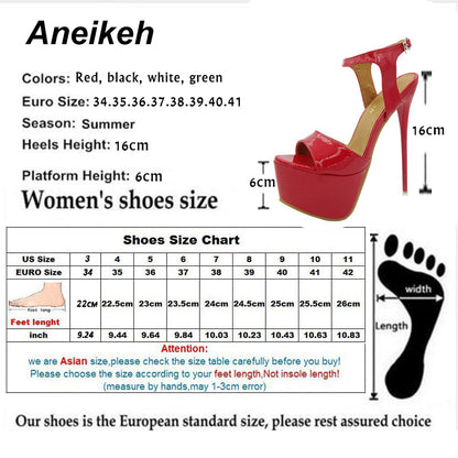 xakxx Hot Sales Summer Style Sexy 16cm Women Sandals High Heels Open Toe Buckles Nightclub Party Shoe Black Big Size 15