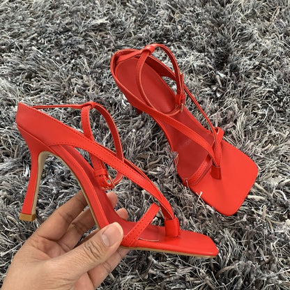 xakxx  Ankle Strap Women Sandals Summer Fashion Brand Thin High Heels Gladiator Sandal Shoes Narrow Band Party Dress Pump Shoes