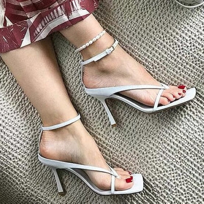 xakxx  Ankle Strap Women Sandals Summer Fashion Brand Thin High Heels Gladiator Sandal Shoes Narrow Band Party Dress Pump Shoes