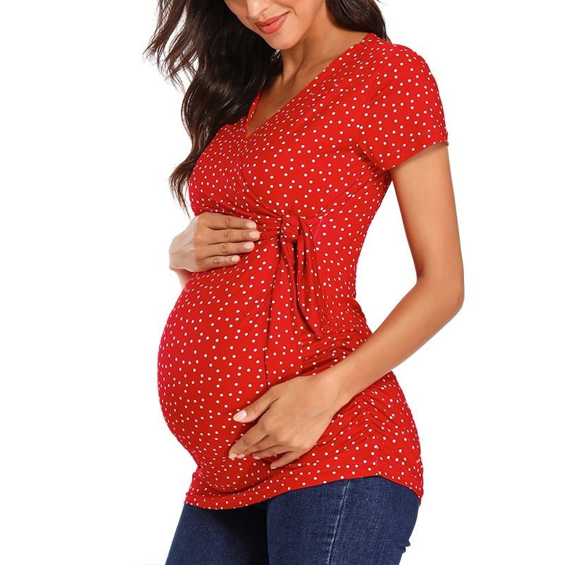 Women's Maternity Clothes Breastfeeding Pregnancy Shirts Long Sleeve V-Neck Comformation Cute Maternity Tops for pregnant women