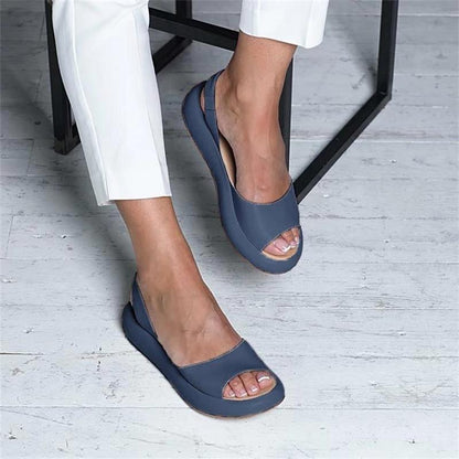 xakxx Women Sandals  Summer Women Flat Fish Mouth Sandals Thick Bottom SOft Sole Casual Shoes Ladies Platform Sandals Plus Size 43